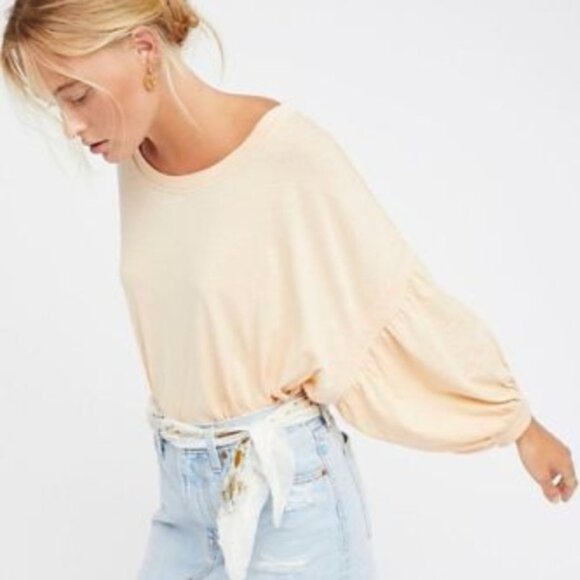 We The Free ~Cotton Sugar Rush Oversize Boxy Tee size Large in Sand (pale peach) - Picture 2 of 16